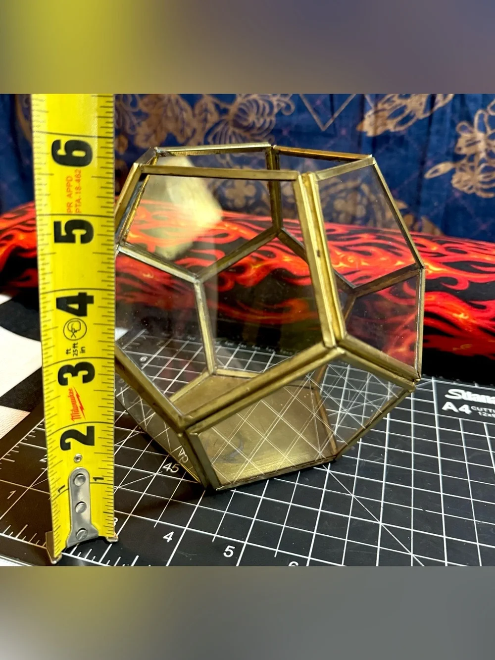 World Market Vintage Faceted Brass and Glass Terrarium